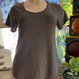 LuLaRoe Black and White Pinstripe Short Sleeve Top